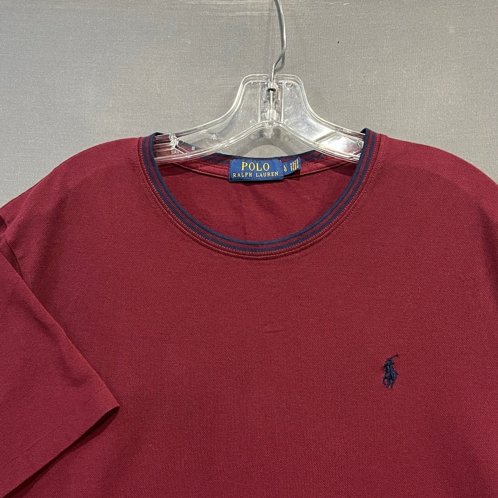 Polo Ralph Lauren T-Shirt Mens Large Burgundy Short Sleeve Crew Neck Pony Logo
